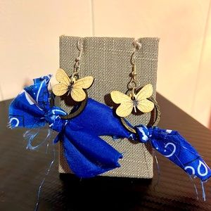 Dark blue bandanna earrings